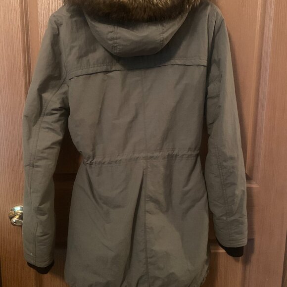 Eddie Bauer Ladder Creek High-Pile Parka Faux Fur Hood Cinch Waist, Sz Lg - Picture 2 of 10